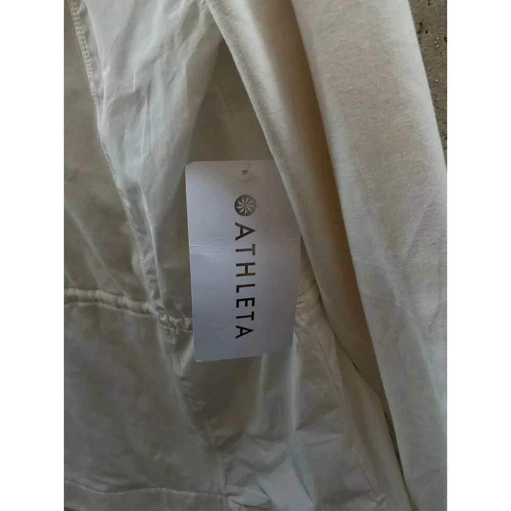 Athleta‎ Cream Drawstring Waist Sweatshirt Crewneck Long Sleeve Top XS